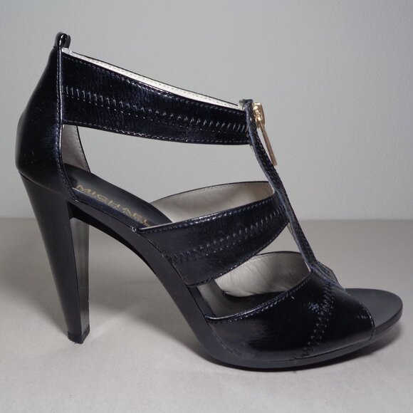Michael Kors Size 6.5 M / Black / Leather / Heeled Sandals Women's Shoes - Picture 2 of 16
